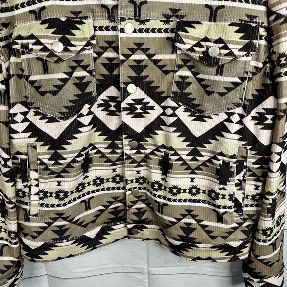 Wesc Mens Size Medium Womens Large Corduroy Trucker Blanket Jacket Aztec Western - Picture 8 of 13